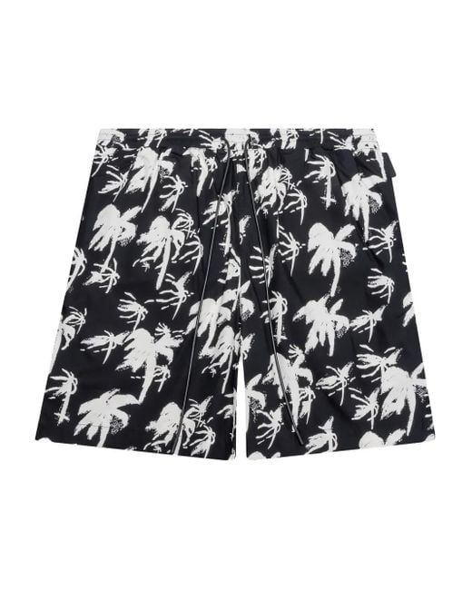 RTA Black Palm-Tree Print Shorts for men