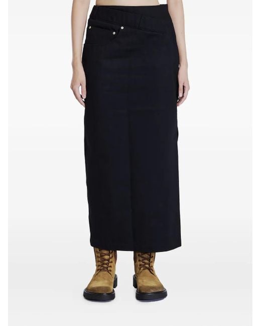 Loewe Blue Twisted-Waist Side-Split Skirt