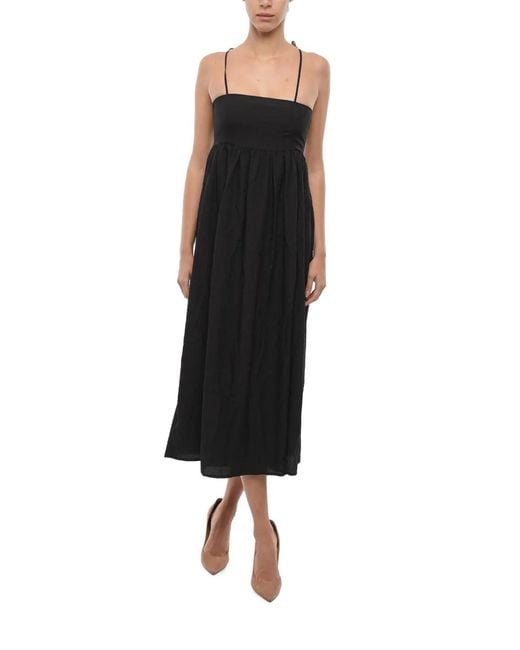 Notes Du Nord Black Square-Neck Midi Dress