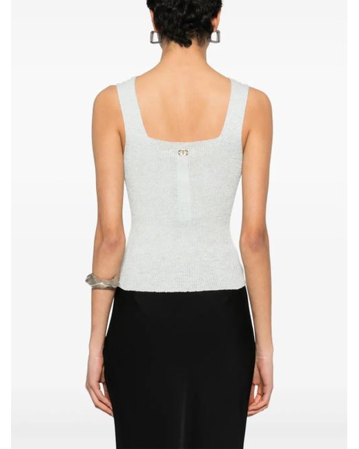 Twinset White Ribbed-Knit Tank Top