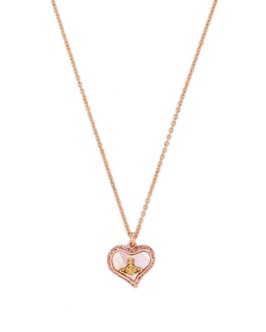 Vivienne Westwood Metallic Petra Heart Orb Pendant Necklace