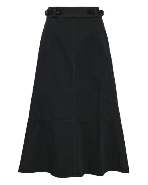Ulla Johnson Black Finely Belted High-Waisted Skirt