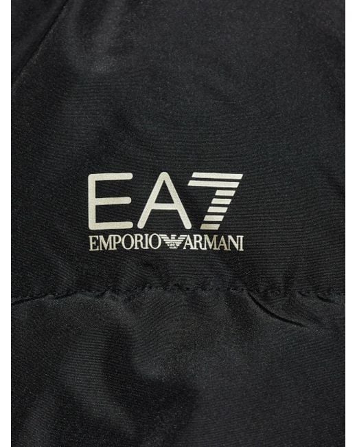EA7 Black Logo-Print Puffer Jacket