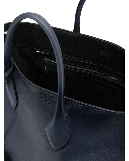 Ferragamo Blue Monogram Tote Bag