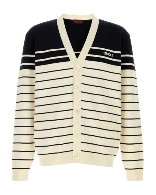 Gucci Blue Embroidered Cotton Cardigan