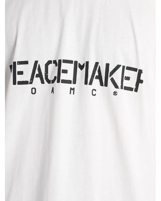 Oamc Peacemaker White Logo-Print T-Shirt for men