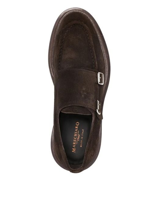 Marechiaro 1962 Black Buckle Suede Monk Shoes for men