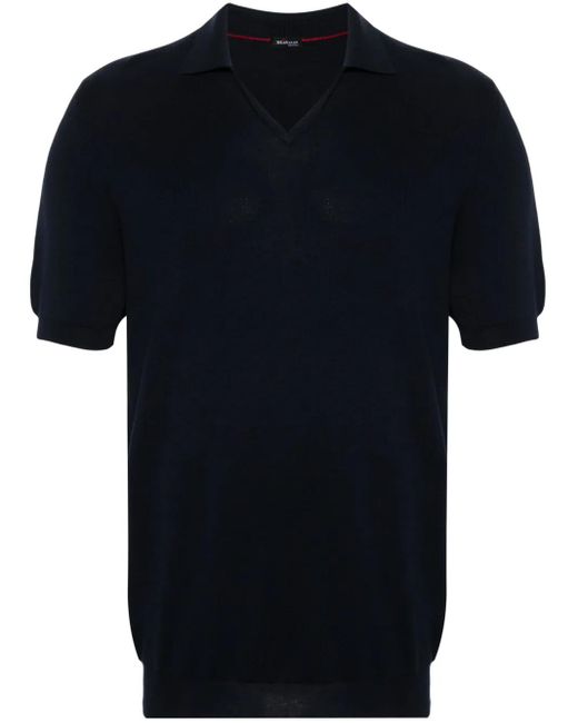Kiton Black Fine-Knit Cotton Polo Shirt for men