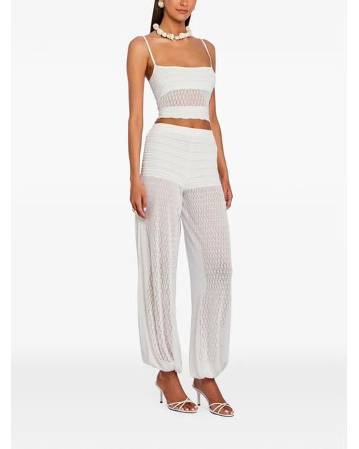 retroféte White Devyn Pointelle-Knit Trousers