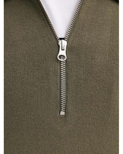 Samsøe & Samsøe Green Zip-Up Collared Knitted Polo Shirt for men