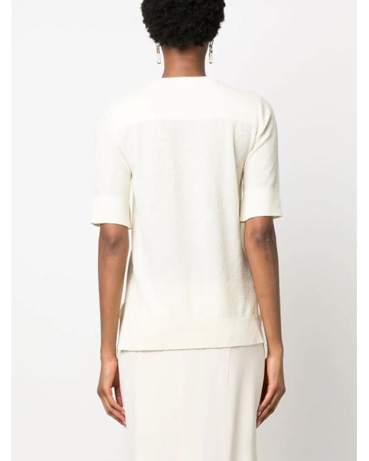 Jil Sander White Round-Neck Knitted T-Shirt