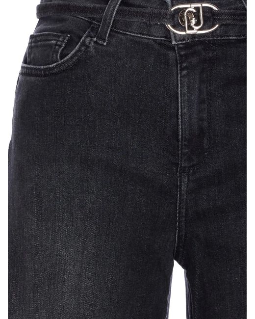 Liu Jo Blue High-Waisted Wide-Leg Jeans With Belt Detail