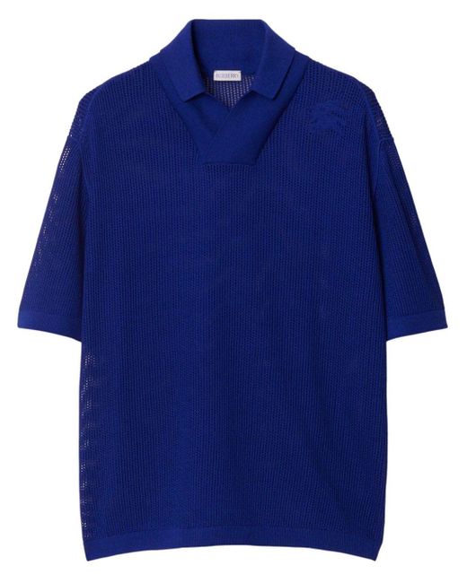 Burberry Poloshirt aus Mesh-Strick in Blue für Herren