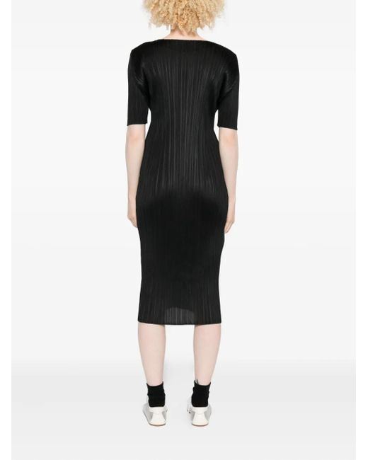 Pleats Please Issey Miyake Black Pleated Long Dress