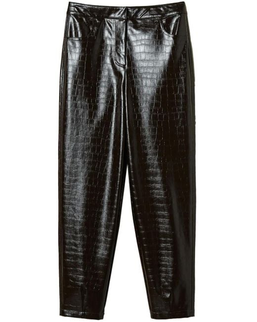 Twinset Black Faux-Lederhose in Kroko-Optik