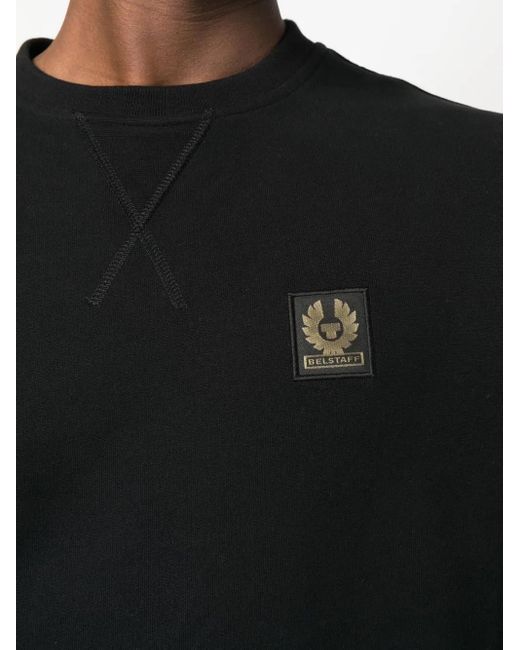 Belstaff Black Logo-Patch Cotton Sweatshirt for men