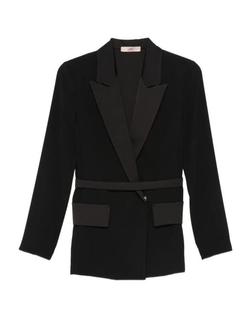 One Button Belted Jacket (Black, Fuchsia) main image 1