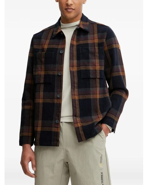 Fjallraven Black Check-Pattern Two-Pocket Shirt Jacket for men