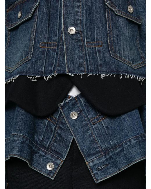 Sacai Blue Frayed Denim Jacket