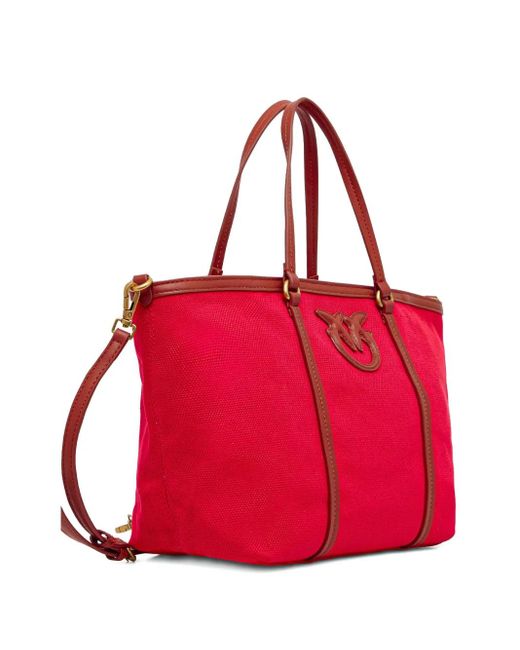 Pinko Red Medium Shopper Logo-Plaque Tote Bag