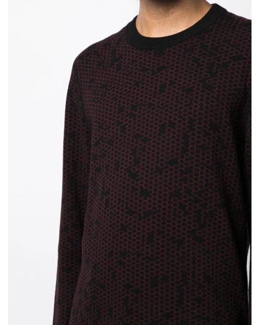 Lanvin Black Patterned Intarsia-Knit Wool Jumper for men
