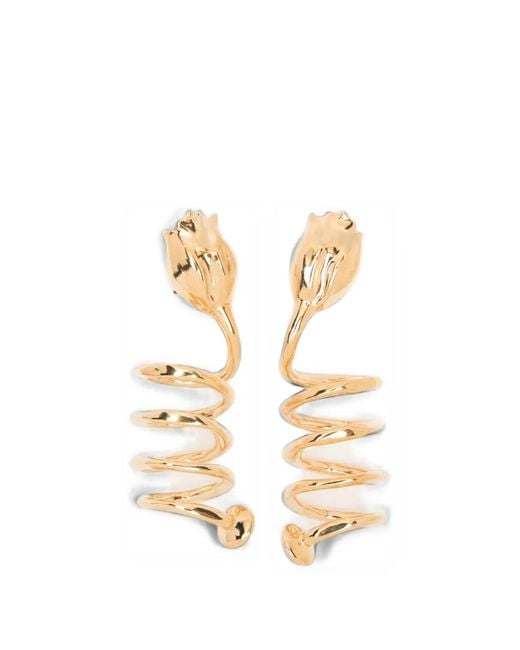 Chloé Metallic Spiral Flower-Motif Earrings