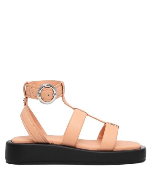 Boss Pink Flatform-Sandalen Mit Klettverschluss