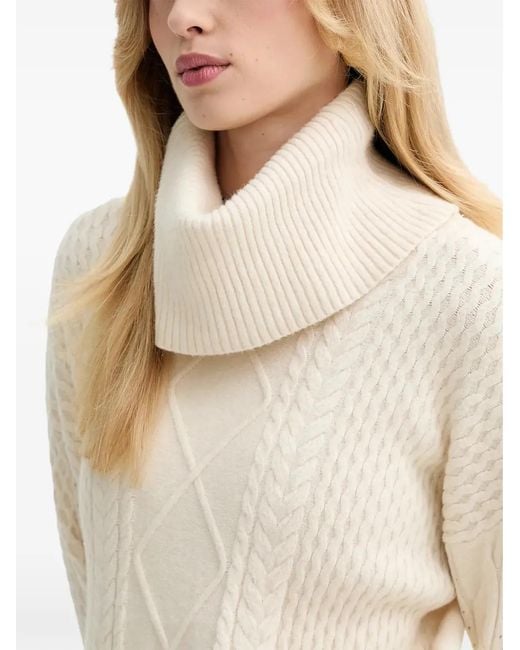 Fracomina Natural Cable-Knit Roll-Neck Sweater
