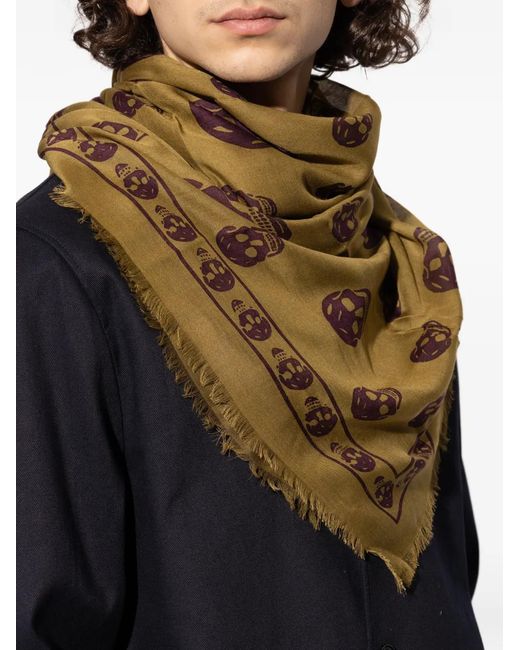 McQueen Metallic Skull-Print Scarf for men