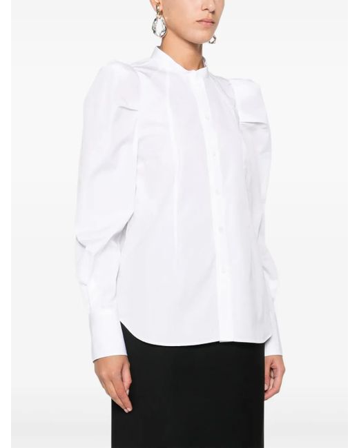 Alexander McQueen White Puff-Sleeve Button-Front Shirt