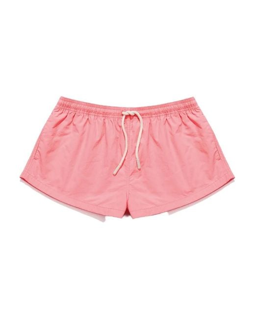 Mainless Pink Drawstring Beach Mini Shorts