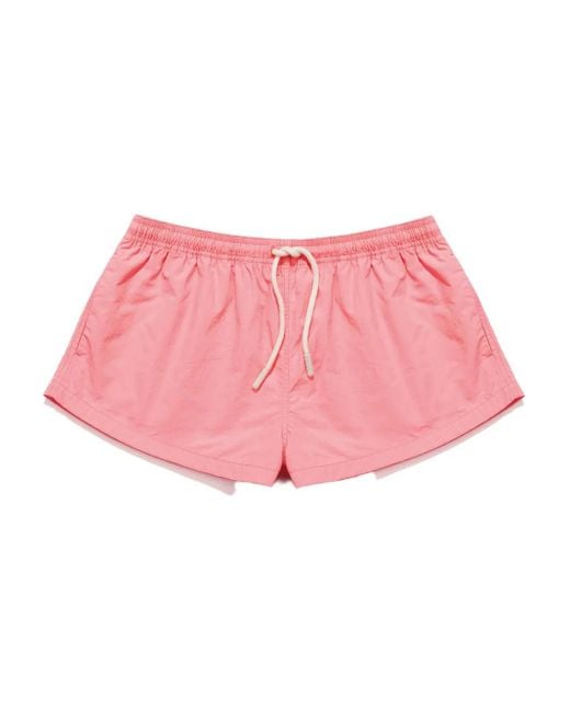 Mainless Pink Drawstring Beach Mini Shorts