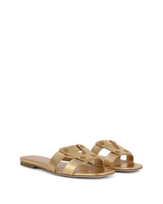 Veronica Beard Metallic Strap Logo Sandals