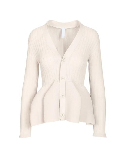 CFCL White Pottery Peplum-Hem Cardigan