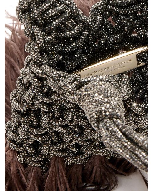 HIBOURAMA Brown Mini Vannifique Plumes Tote Bag