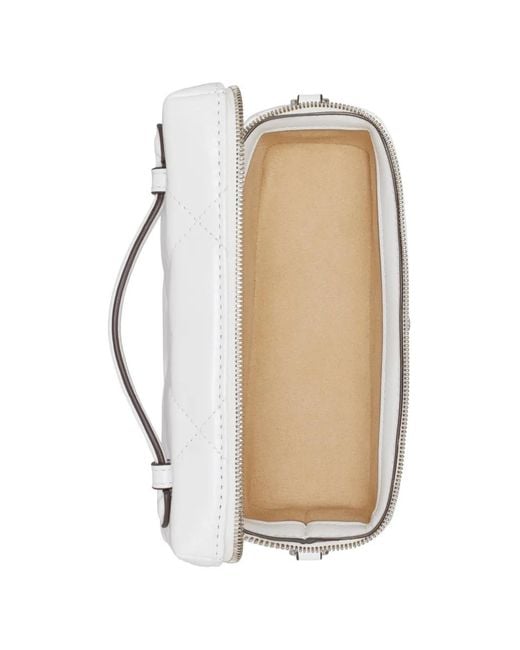 Tory Burch White Kira Diamond-Quilt Distressed Vanity Case