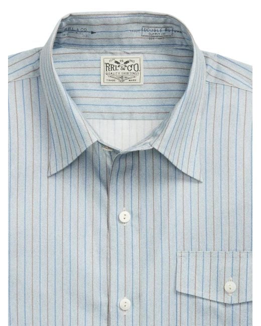 RRL Blue Eli Striped Button-Up Shirt for men