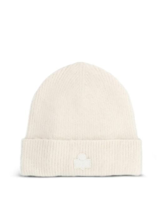 Isabel Marant Natural Gerippte Beanie Mit Logo-Patch