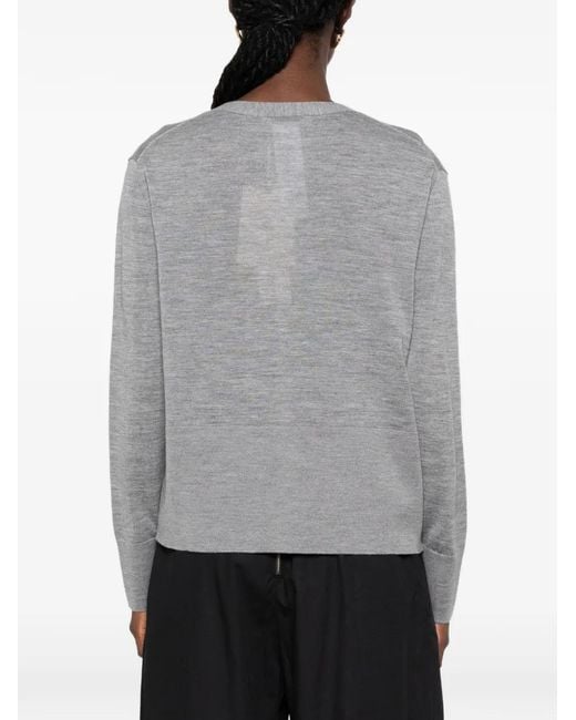 Max Mara Gray Canditi V-Neck Button-Up Cardigan