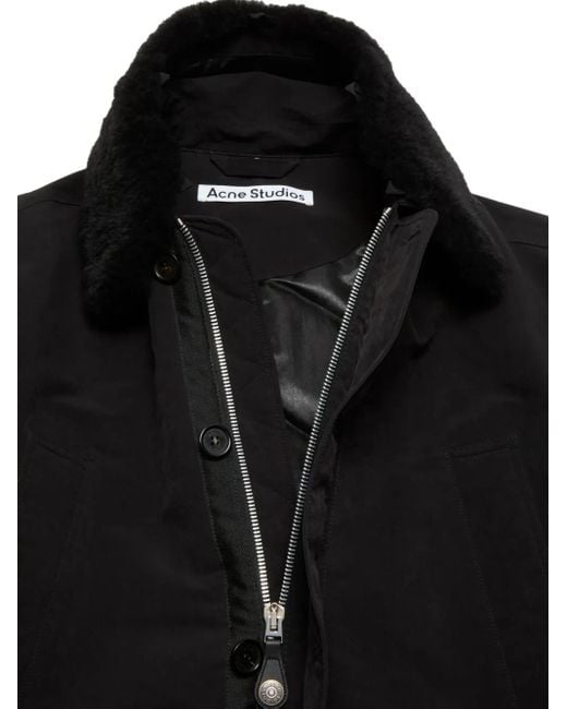 Acne Black Shearling-Collar Bomber Jacket for men