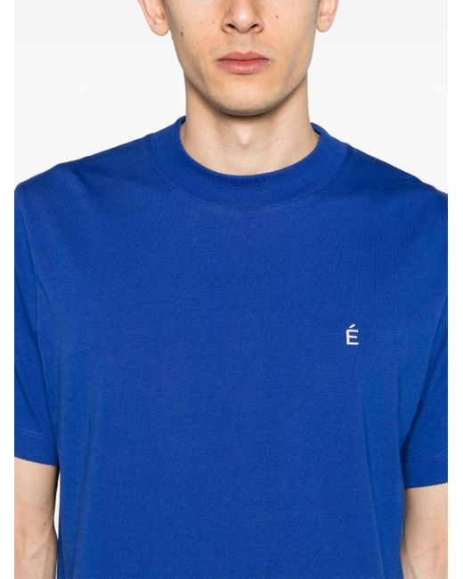 Etudes Studio Blue Logo-embroidered Cotton T-shirt for men