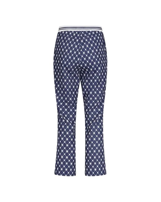Betty Barclay Blue Geometric-Print Elasticated-Waistband Trousers