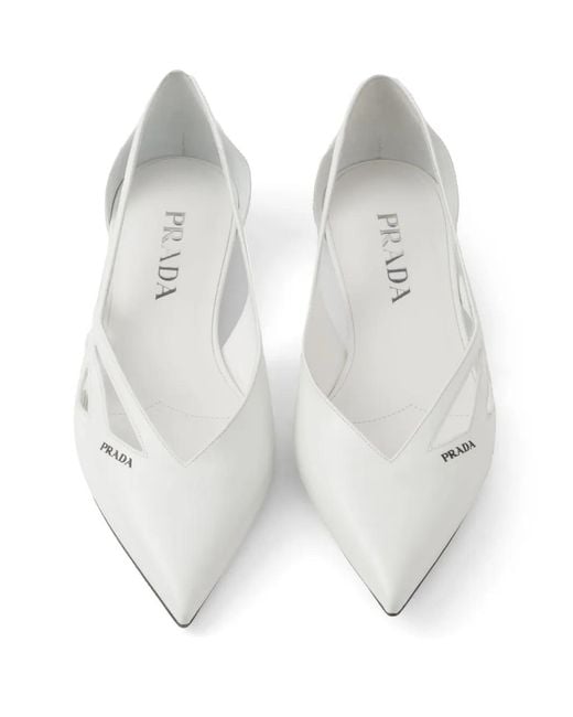 Prada White Leather Ballerinas