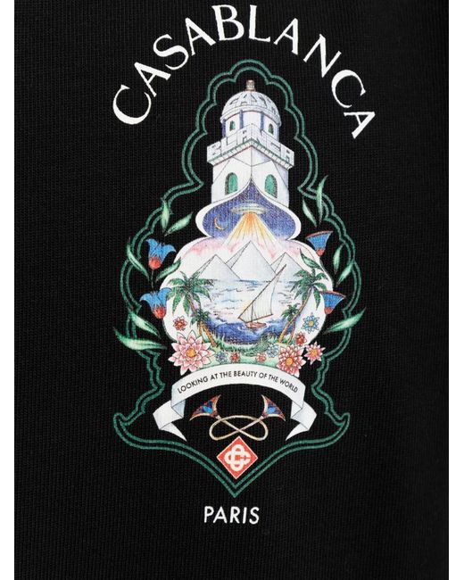 Casablanca Black Hotel Emblem Print T-Shirt for men
