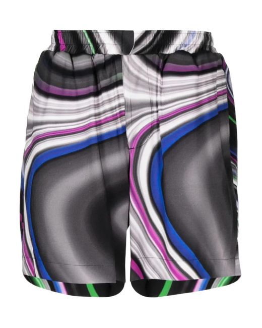 Limitato Black Swirl-Print Elasticated Shorts for men
