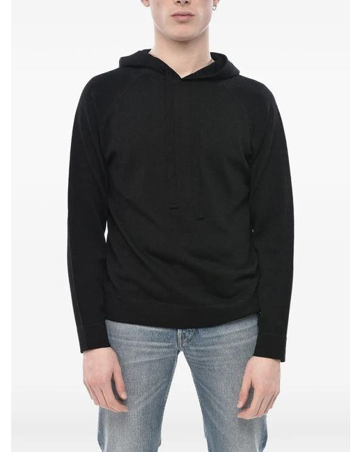 Paolo Pecora Black Wool Hoodie for men