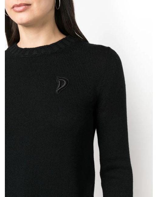 Dondup Black Logo-Patch Round-Neck Jumper