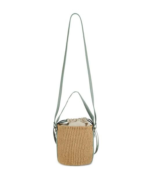 Chloé Metallic Mini Horse-Emblem Raffia Bucket Bag