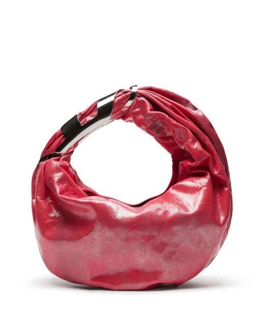 DIESEL Pink Grab-d S-hobo Bag In Metallic Leather