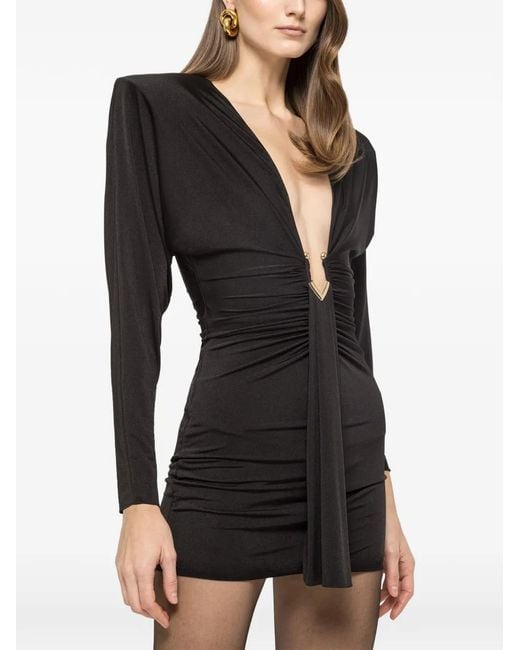 Nissa Black V-Neck Mini Dress